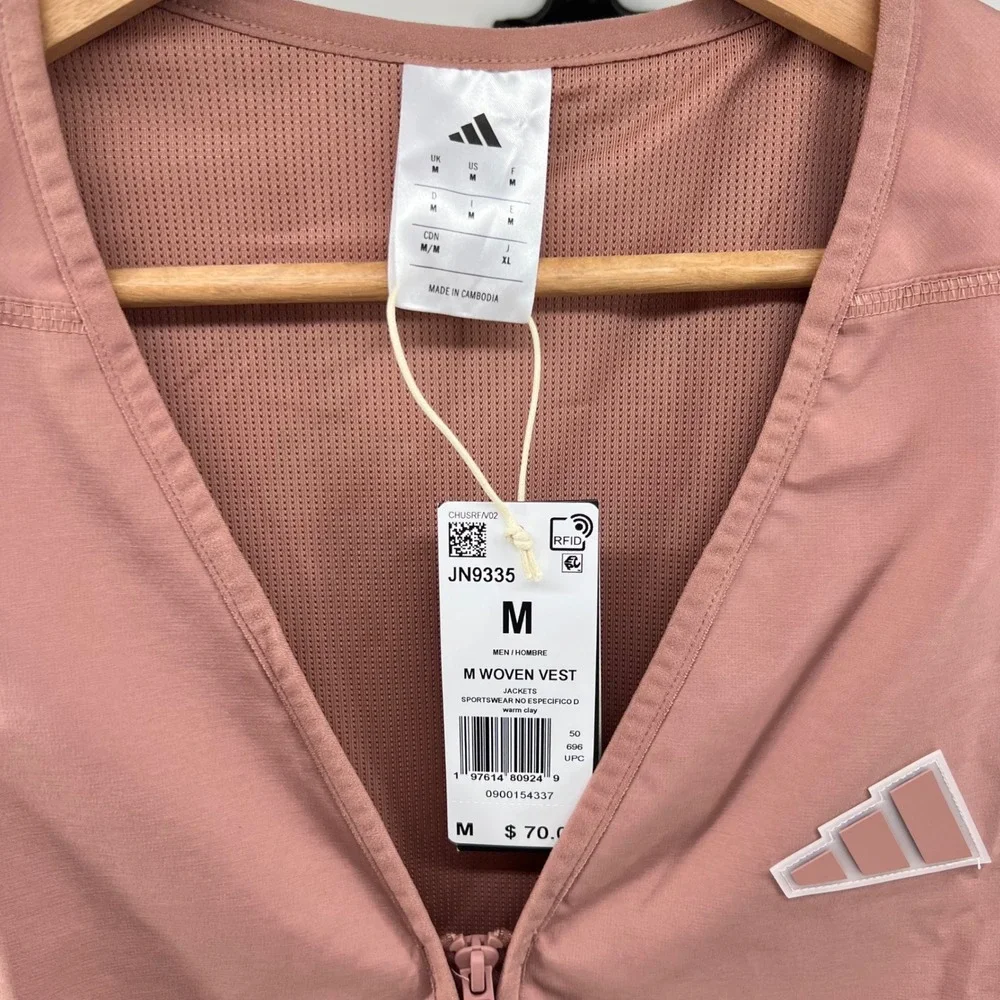 Adidas Woven Vest‎ Size Medium Warm Clay Zip Pockets Utility Sportswear NWT $70